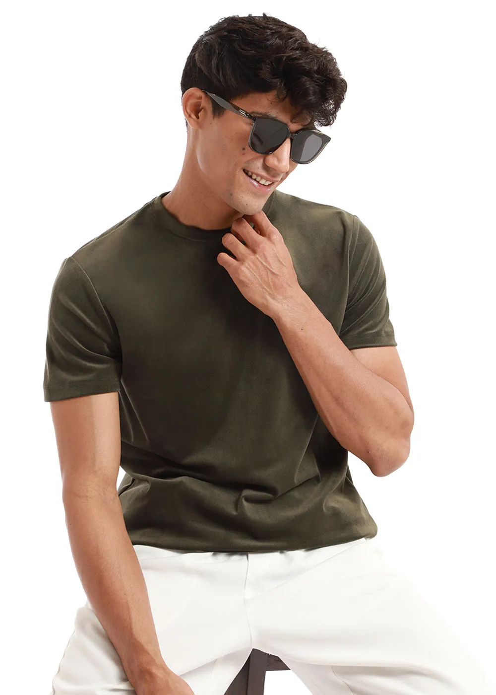 Dark Olive Suede T-shirt