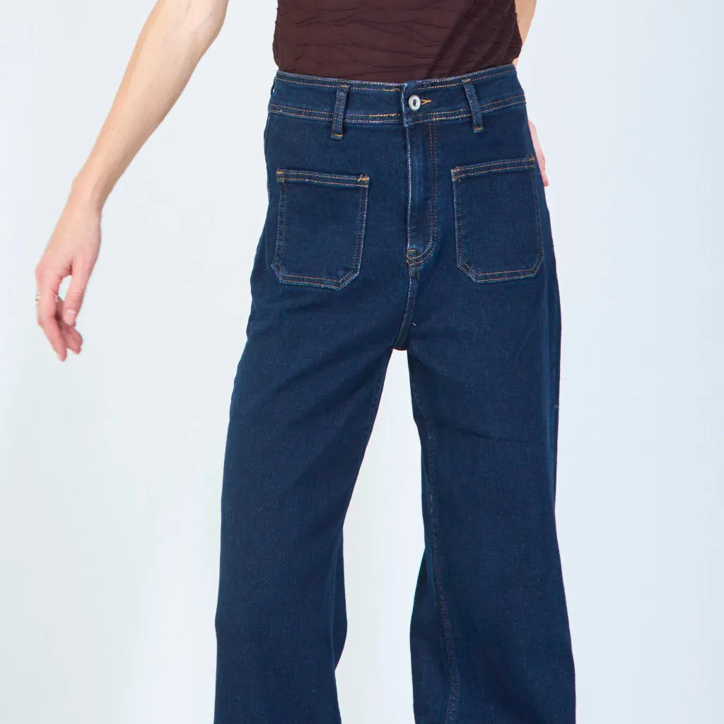 Denim jeans with animal print cuff wholesale