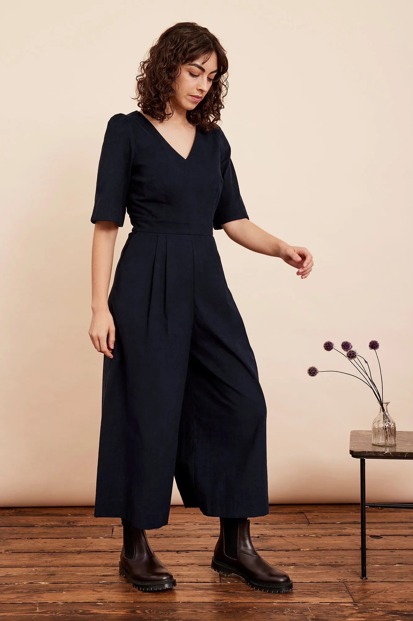 Eleanor Needlecord Petrol Blue Jumpsuit