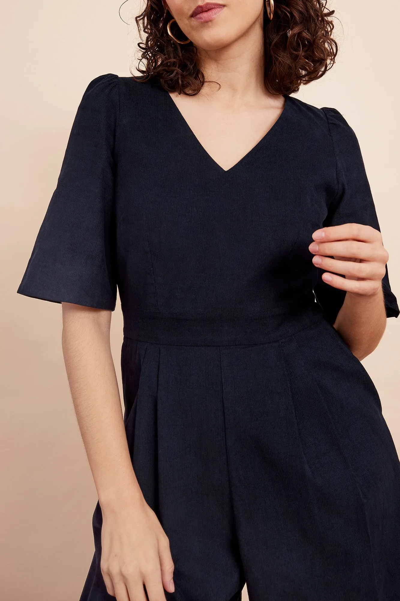 Eleanor Needlecord Petrol Blue Jumpsuit