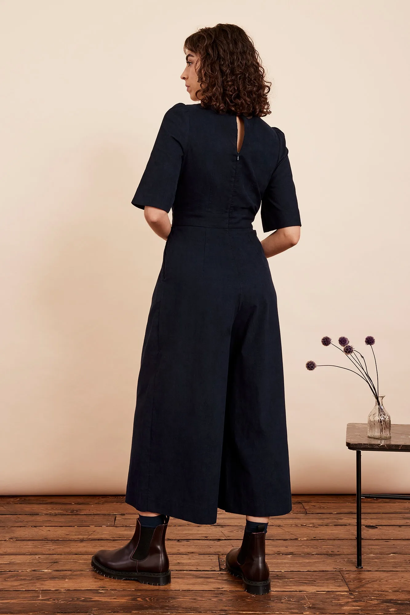 Eleanor Needlecord Petrol Blue Jumpsuit