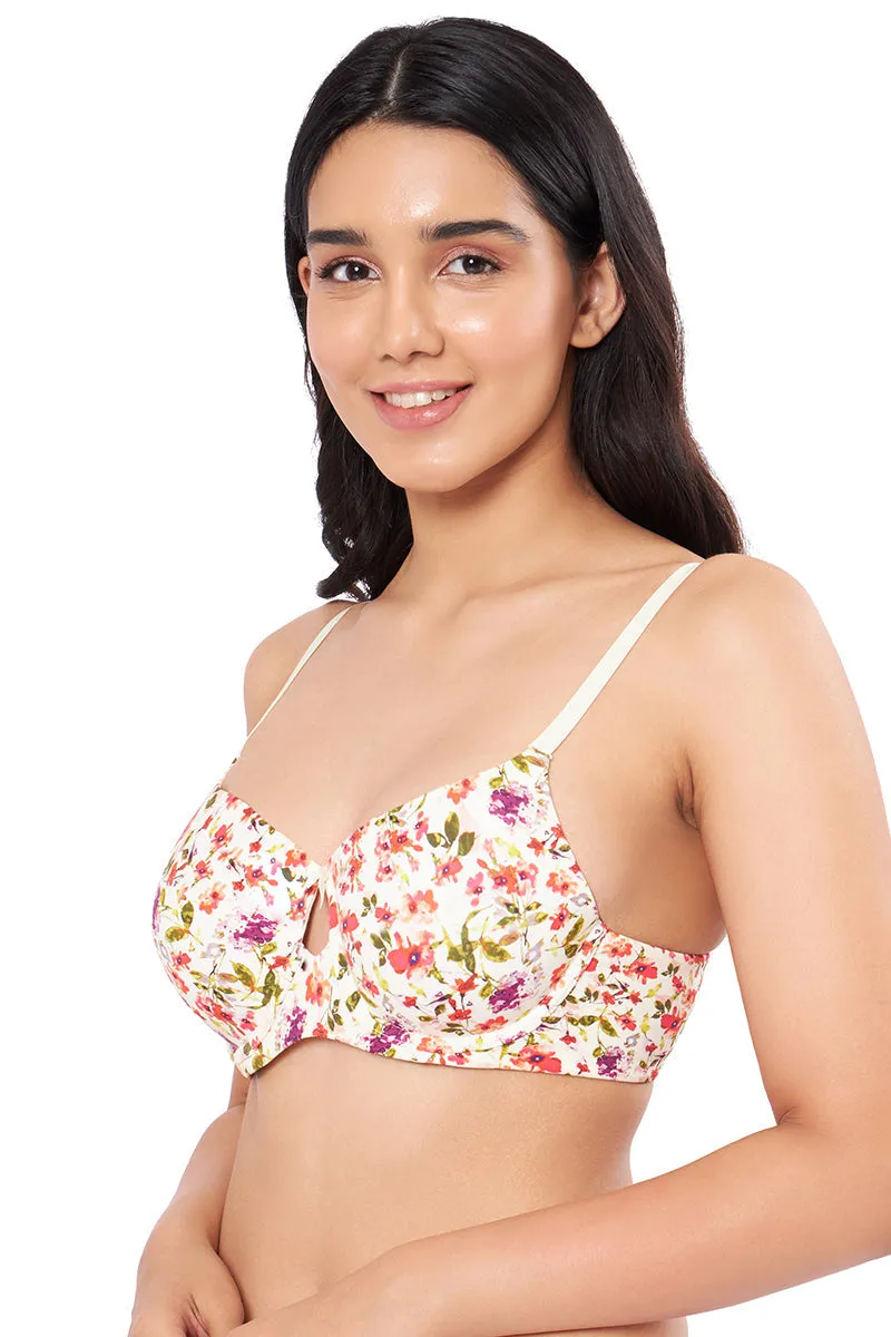 Elegant Dream Padded Wired T-shirt Bra - Watercolour Ditsy Floral Print