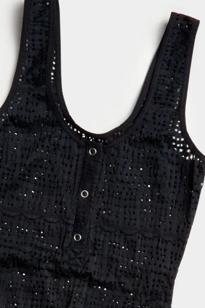 Eyelet Lace Bodysuit in Black