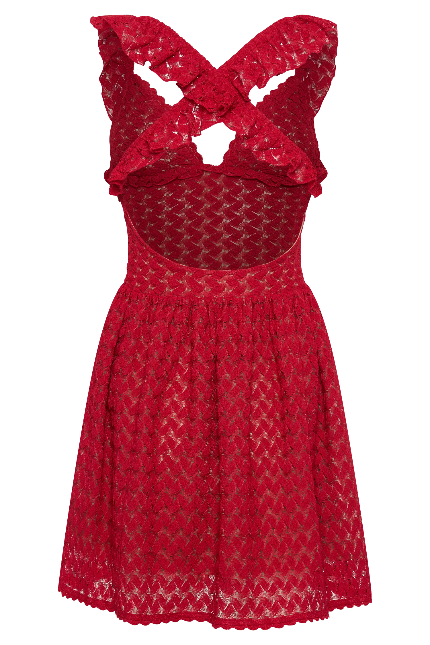 Ezra Lace Mini Dress - Deep Red