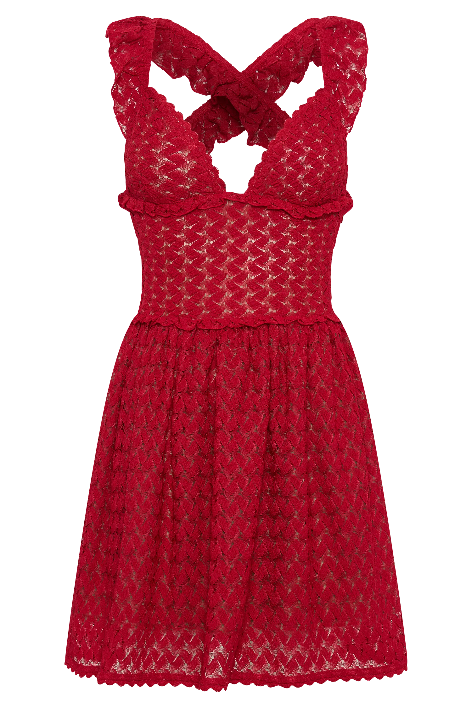 Ezra Lace Mini Dress - Deep Red