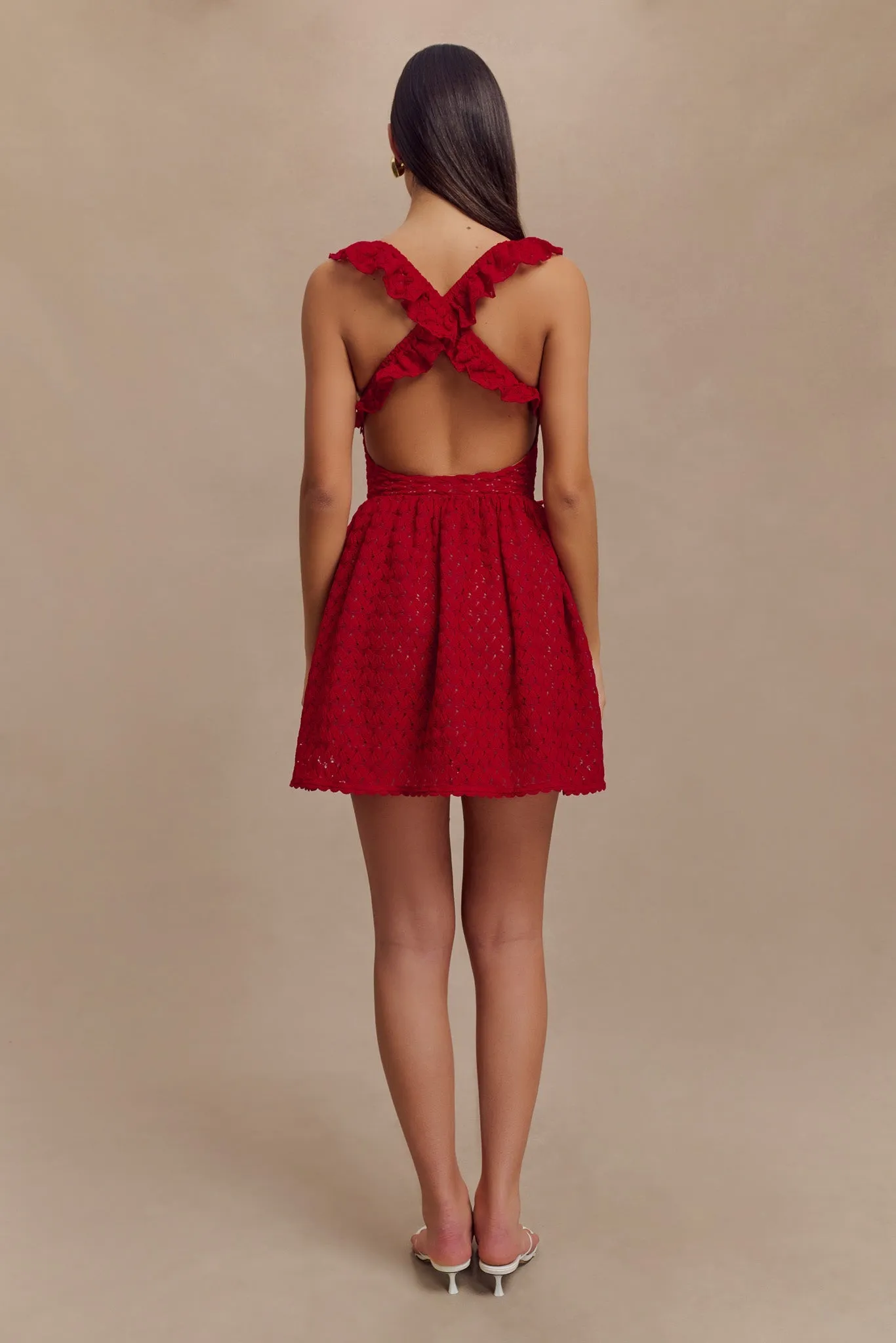 Ezra Lace Mini Dress - Deep Red