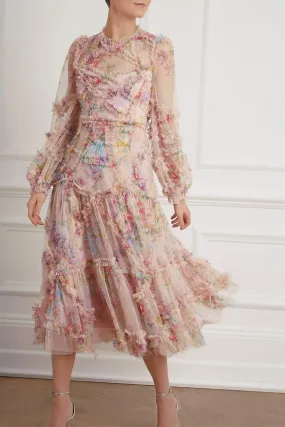 Floral Diamond Ruffle Ballerina Dress