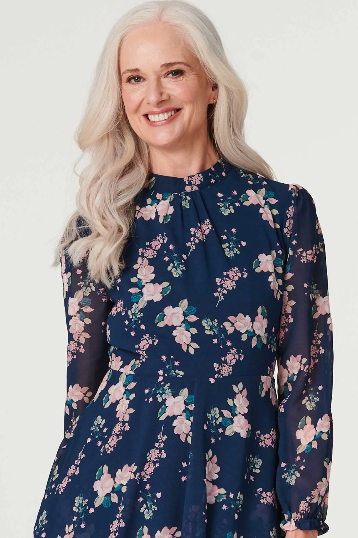 Floral High Neck Layered Dress