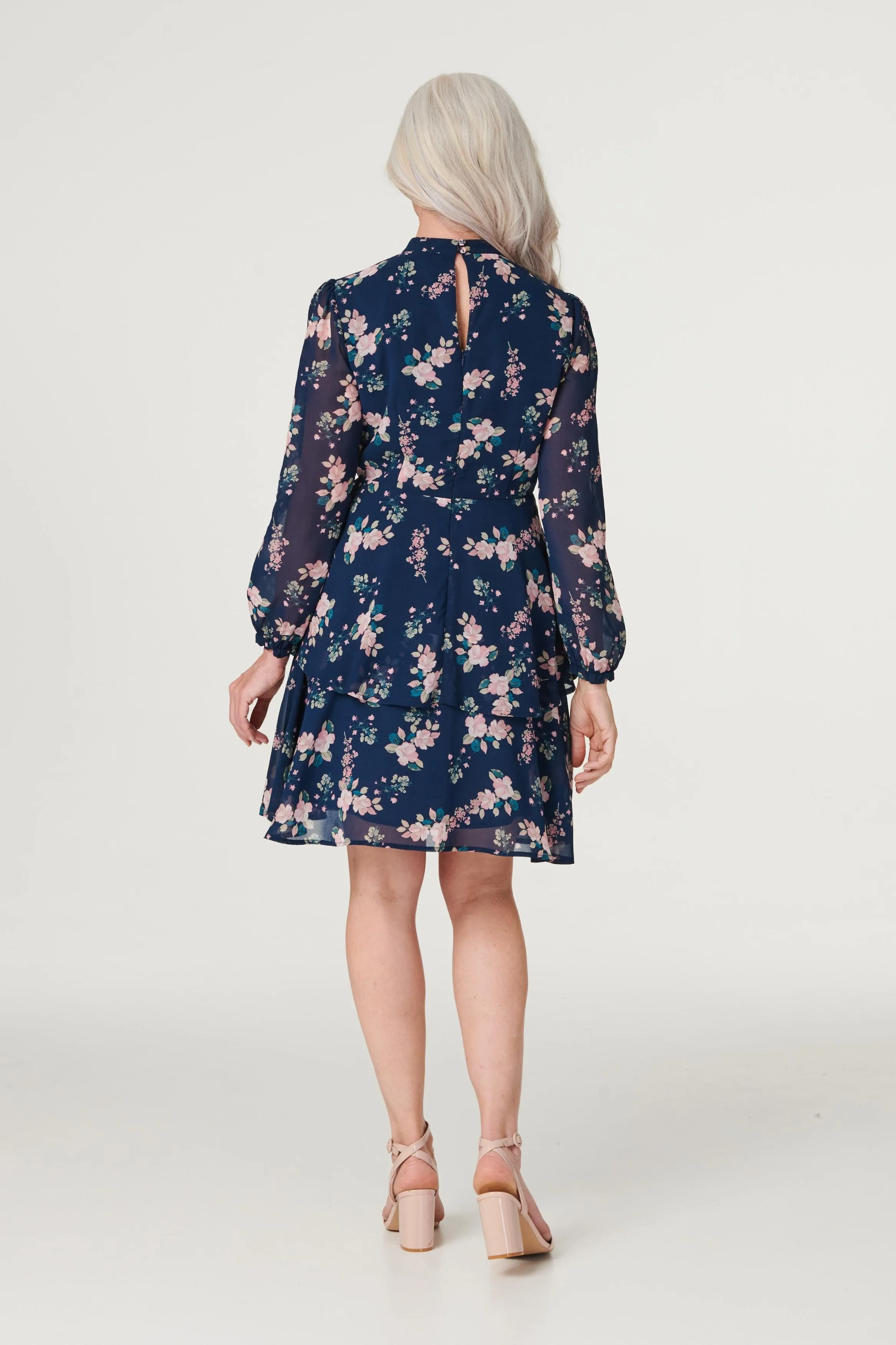 Floral High Neck Layered Dress