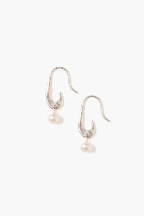 Gala Crescent Pearl Earrings Mini Silver