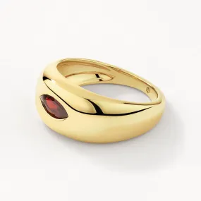 Garnet Marquise Curve Pinky Ring in Gold