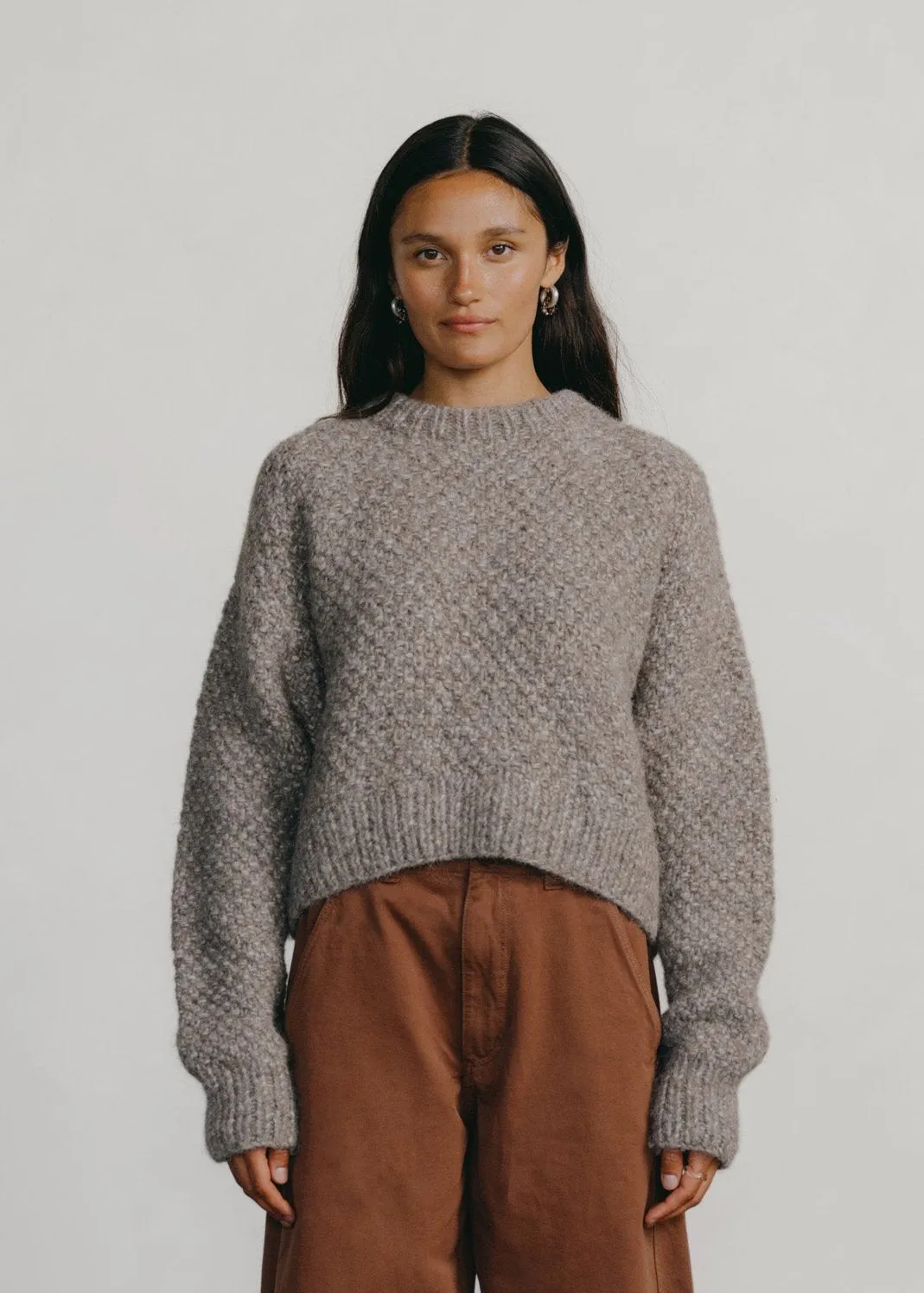 Gia Hand Knit Sweater, Eco-Cloud Alpaca Cotton, Shrub