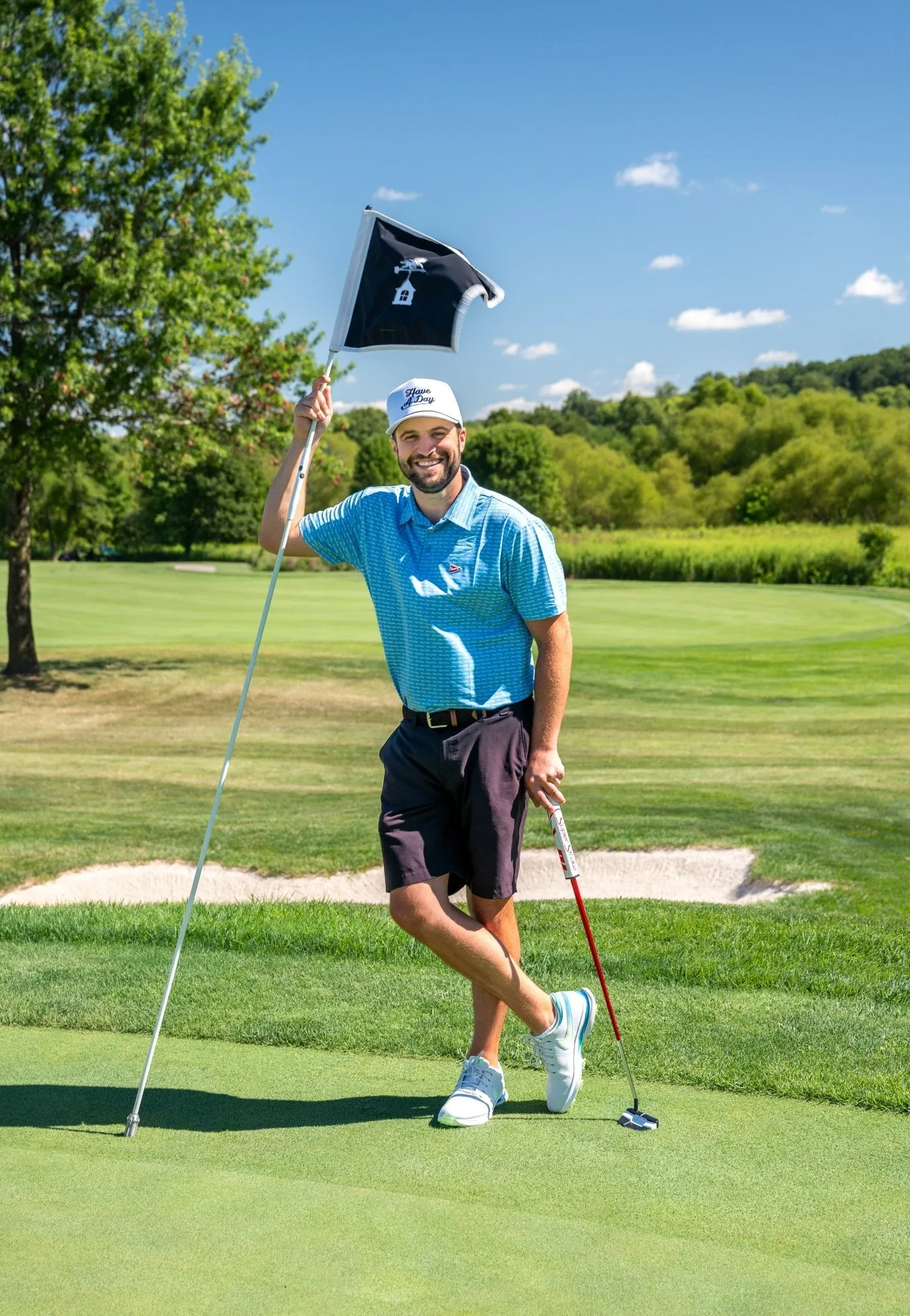 Have A Day Sky Blue & White Polo