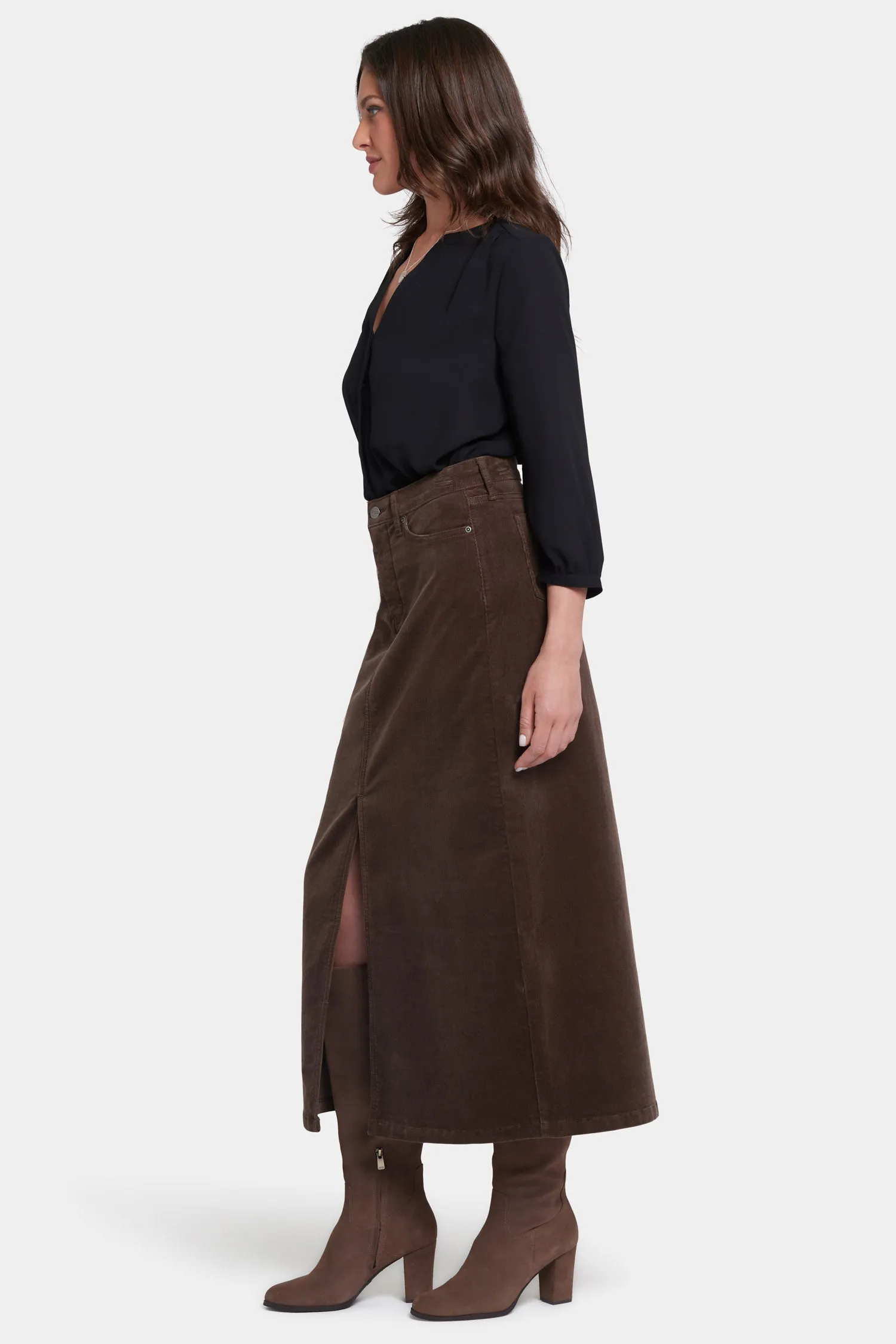 High Rise Long Skirt - Coffee Bean