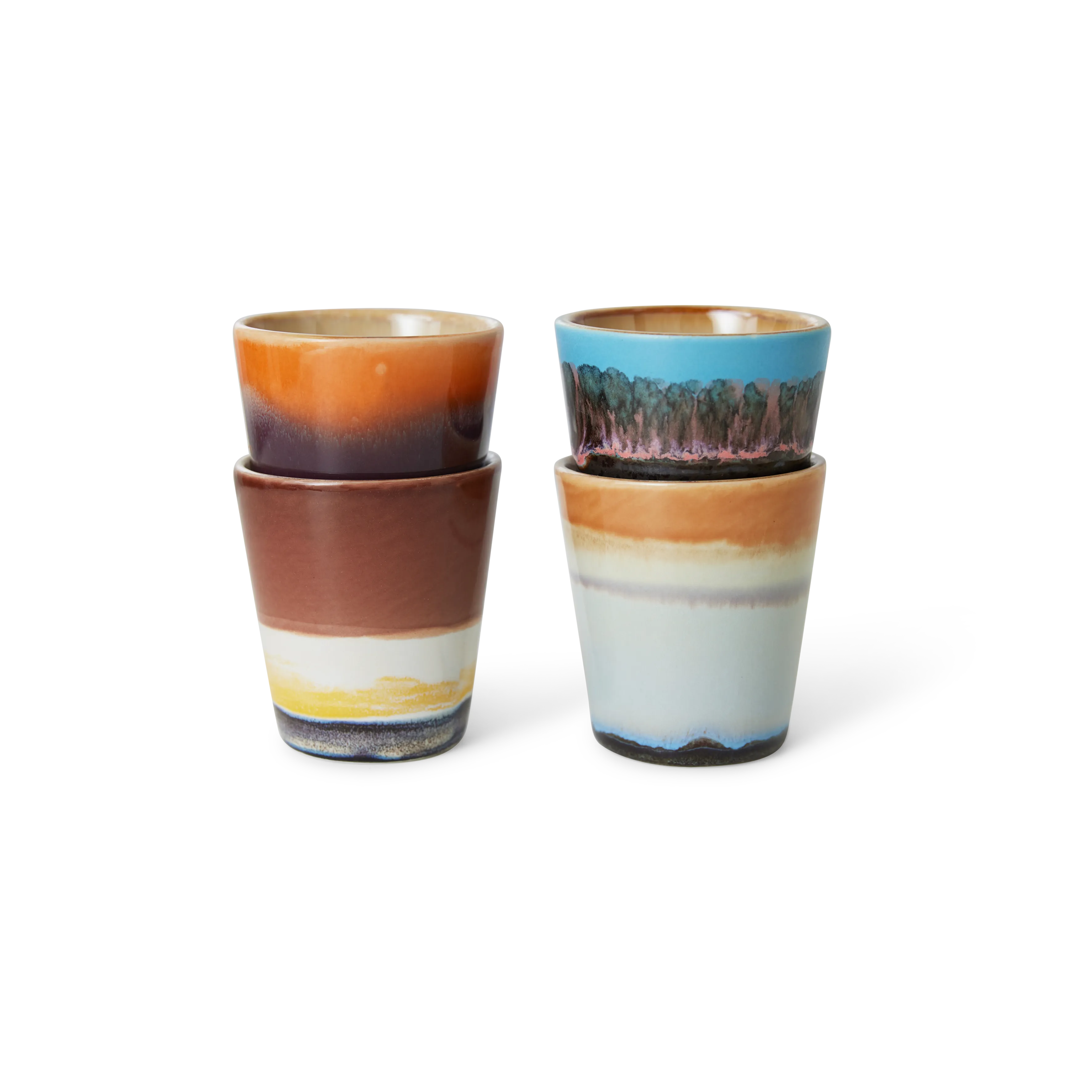 HKliving Solar 70's Ceramic Ristretto Mugs - Set of 4