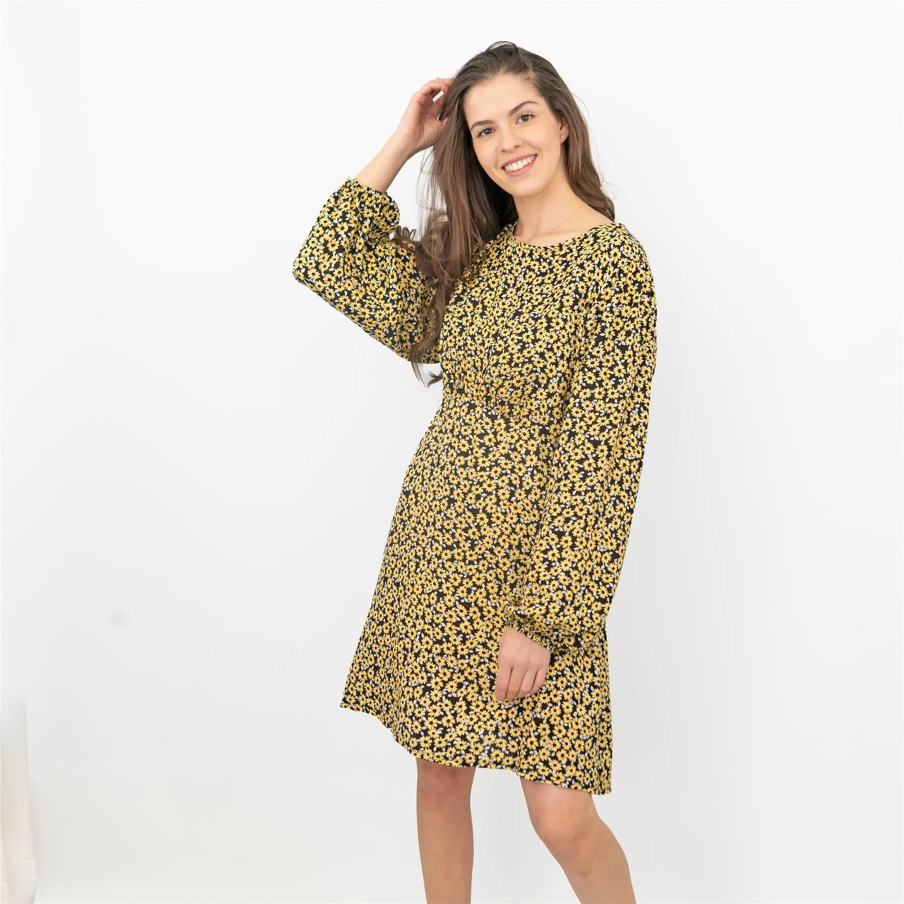 Karen Millen Sunflower Long Sleeve Lightweight Dress