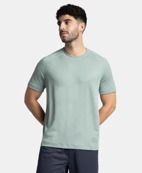 Lightweight Microfiber Solid Round Neck Half Sleeve T-Shirt with Breathable Mesh - Iceberg Green