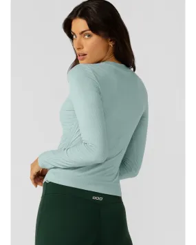 Lorna Jane Easy Adjust Long Sleeve Rib Top - Sea Mist