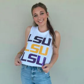 LSU Triple Block Logo Tank