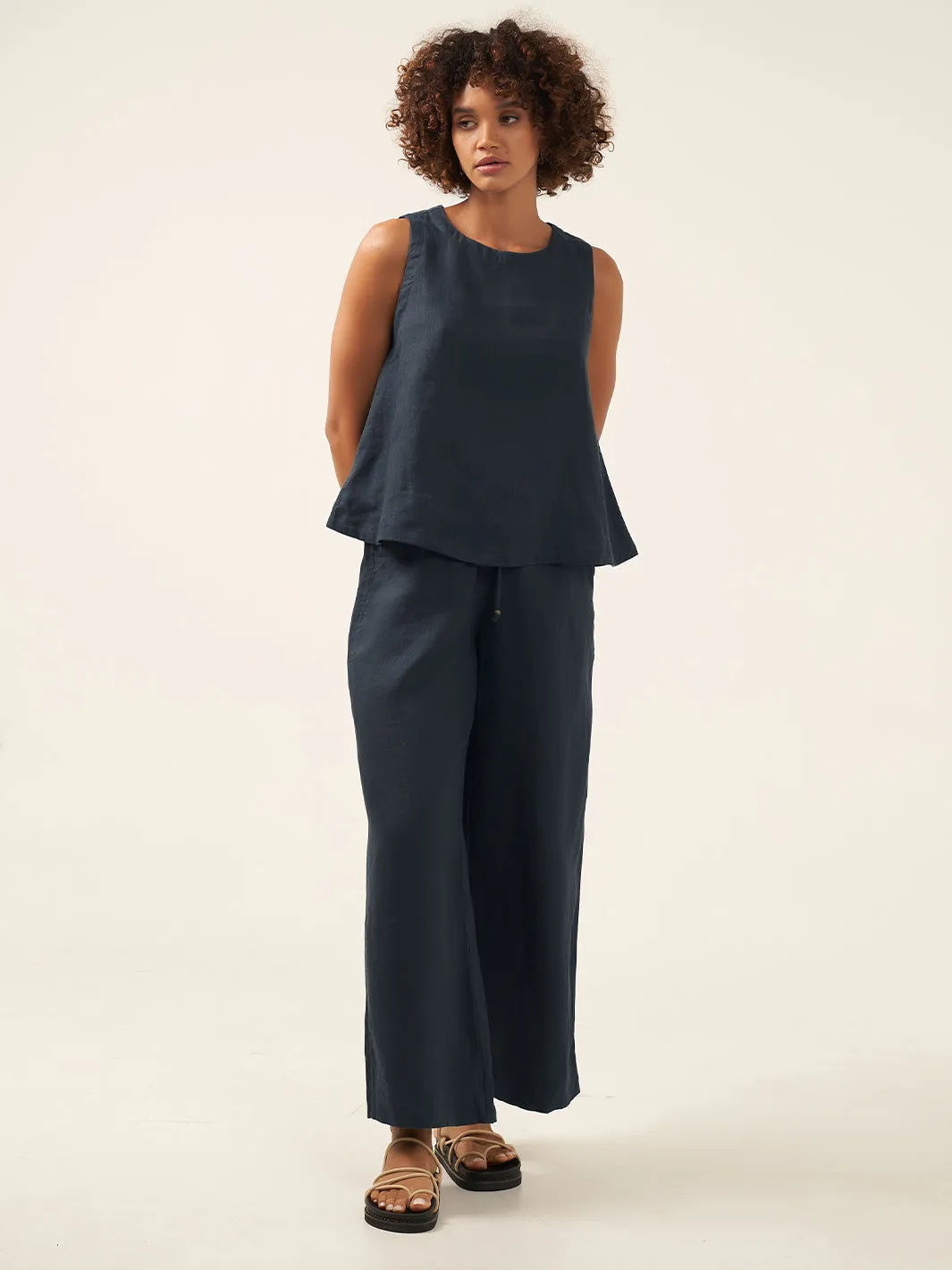 Lucia Linen Top Charcoal