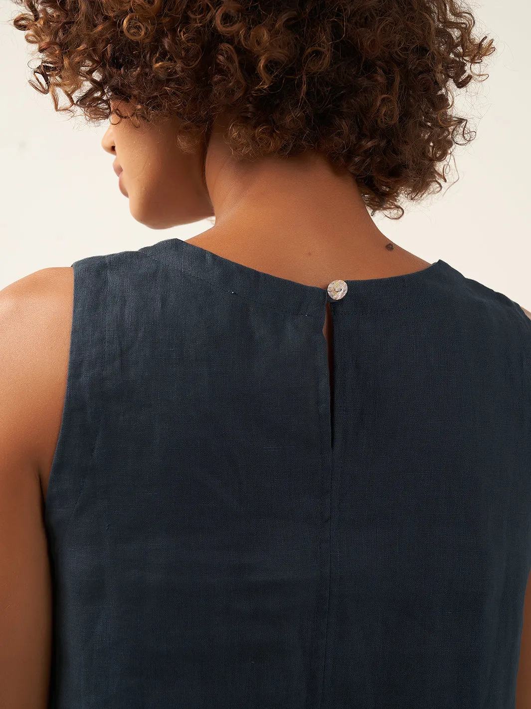 Lucia Linen Top Charcoal