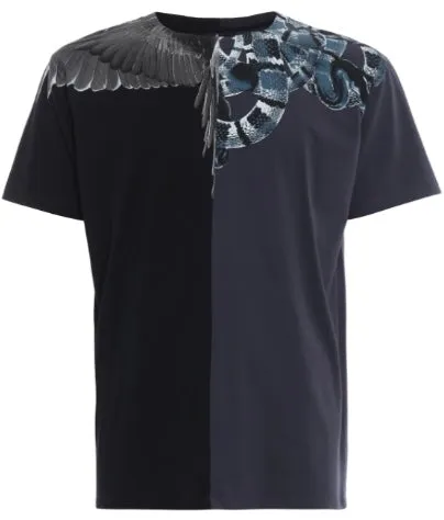 Marcelo Burlon Wings And Snakes Panel Cotton T-Shirt Black