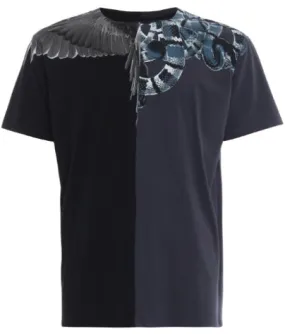 Marcelo Burlon Wings And Snakes Panel Cotton T-Shirt Black