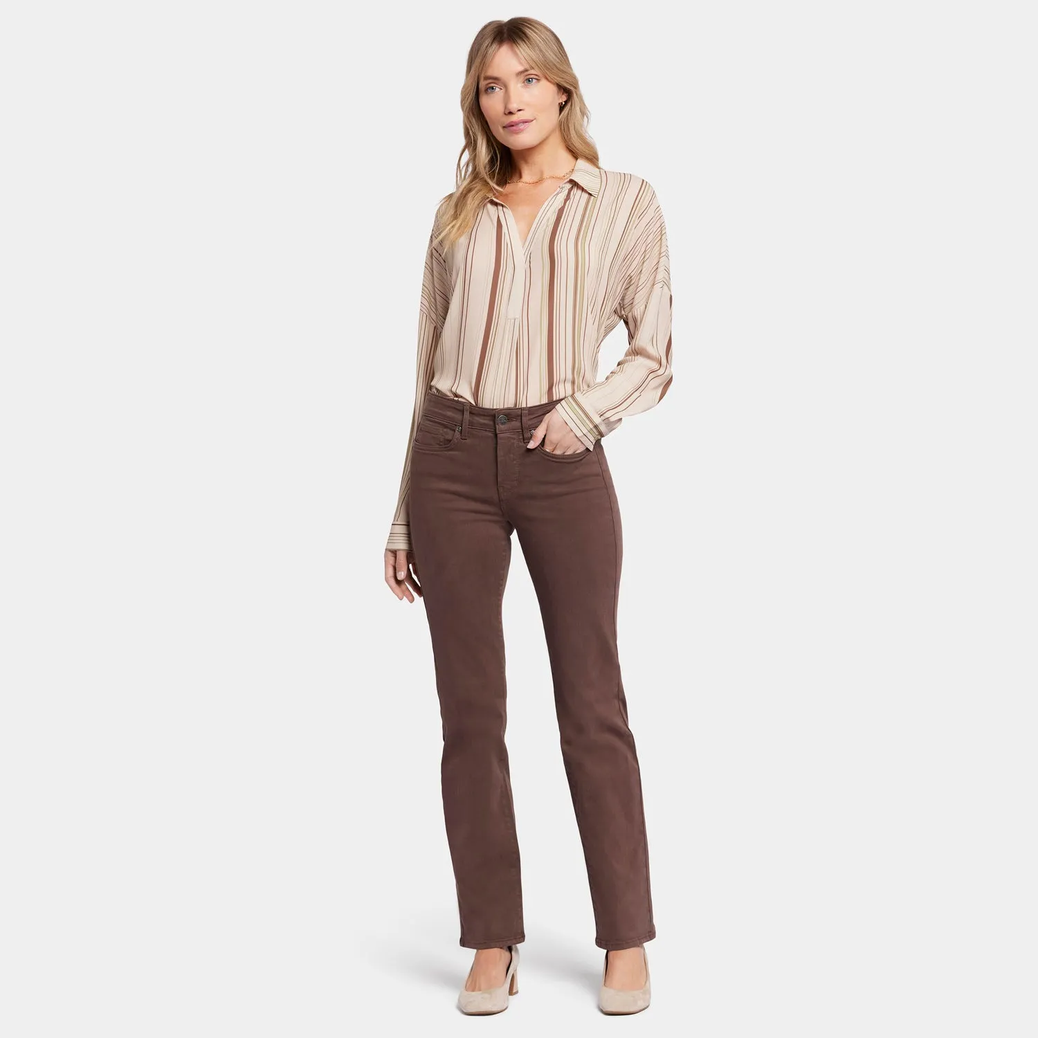 Marilyn Straight Jeans In Petite - Coffee Bean