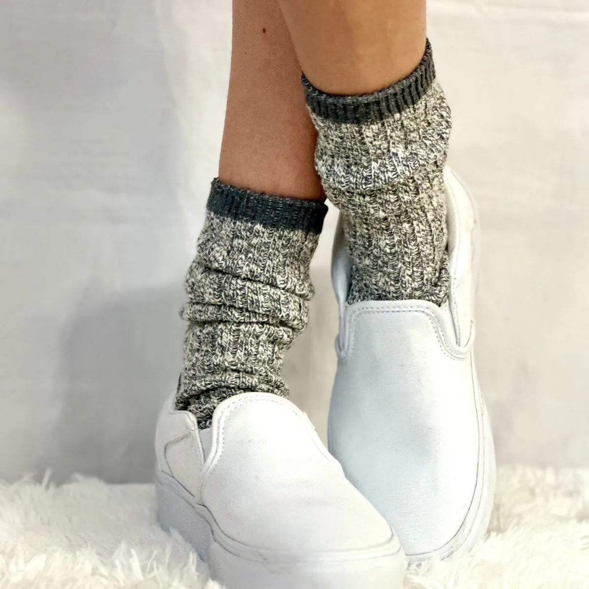 MARLED cotton short boot socks - grey