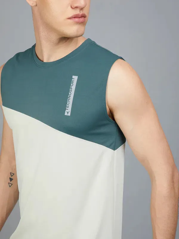 Men Colorblock Slim Fit Crew Neck Innerwear Vest with TECHNO COOL 