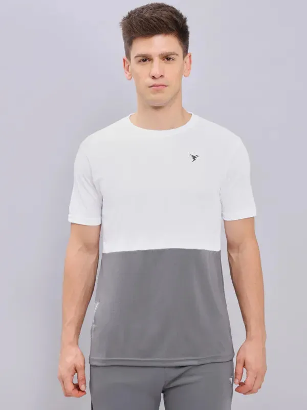 Men Colorblock Slim Fit Crew Neck T-shirt with DOUBLE COOL