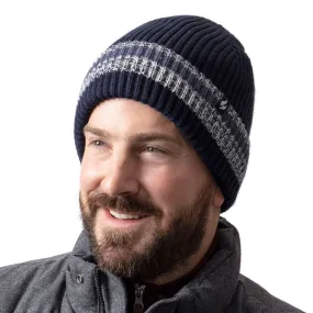 Mens Arran Turn Over Cuff Hat - Navy & Denim