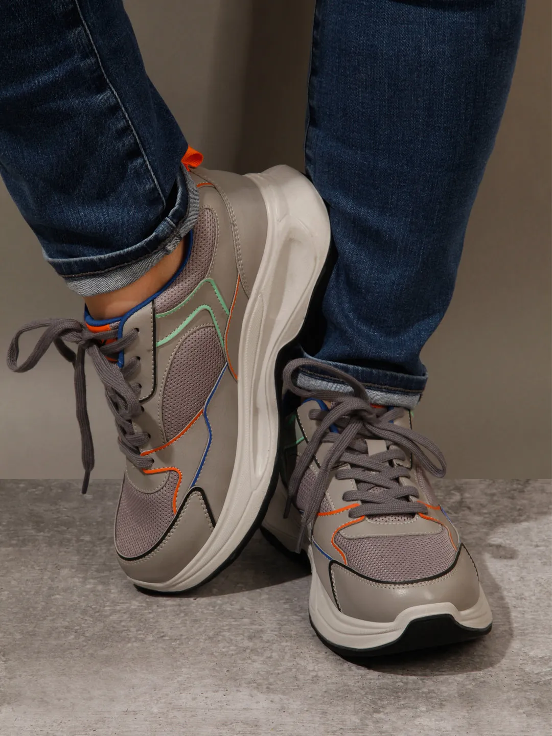 Men's Grey Spectrum Lace Up Sneakers (IX1066)