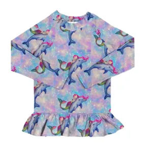 Mermaid and Dolphin Frill Rash Top