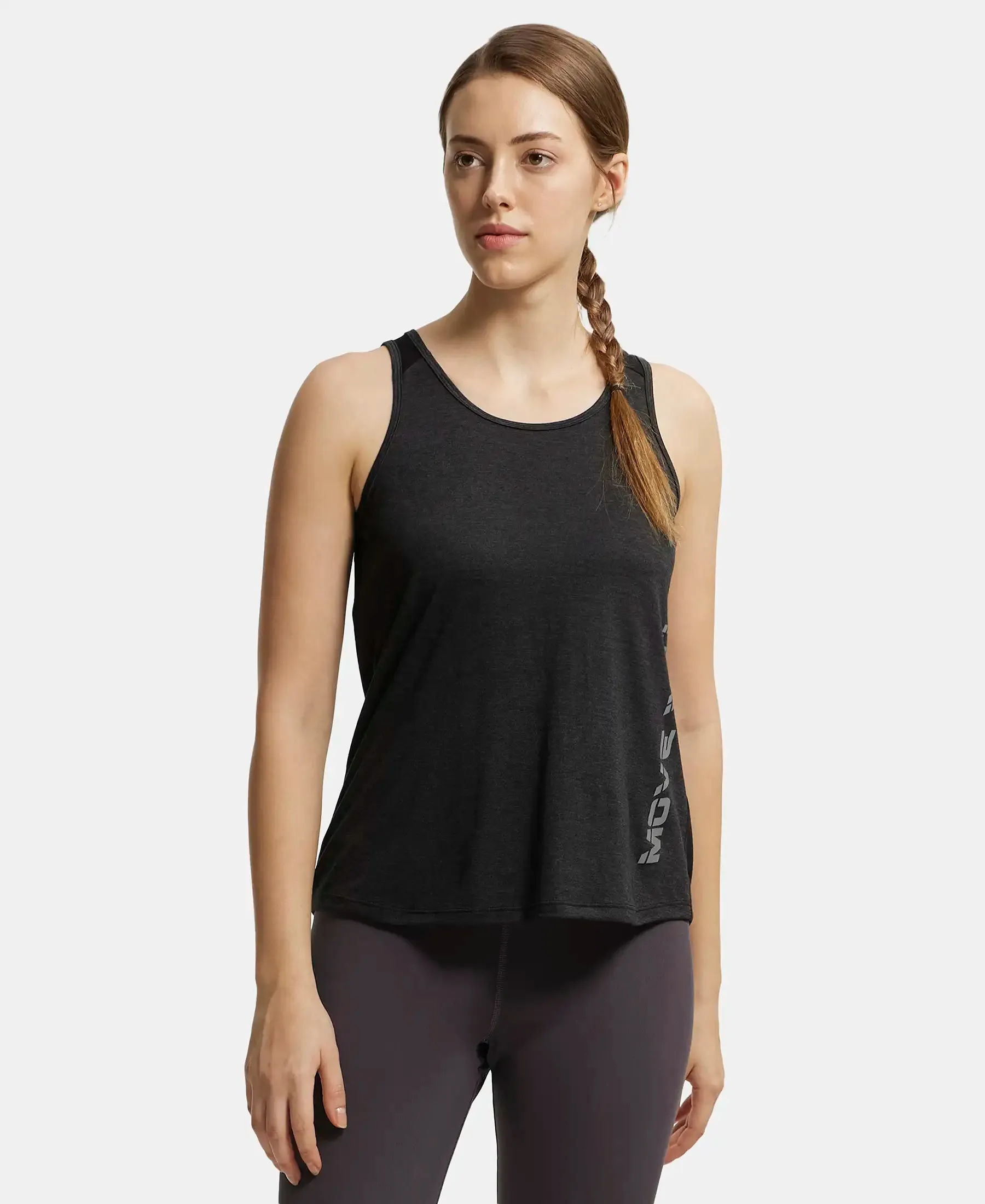 Microfiber Fabric Graphic Printed Tank Top With Breathable Mesh - Black