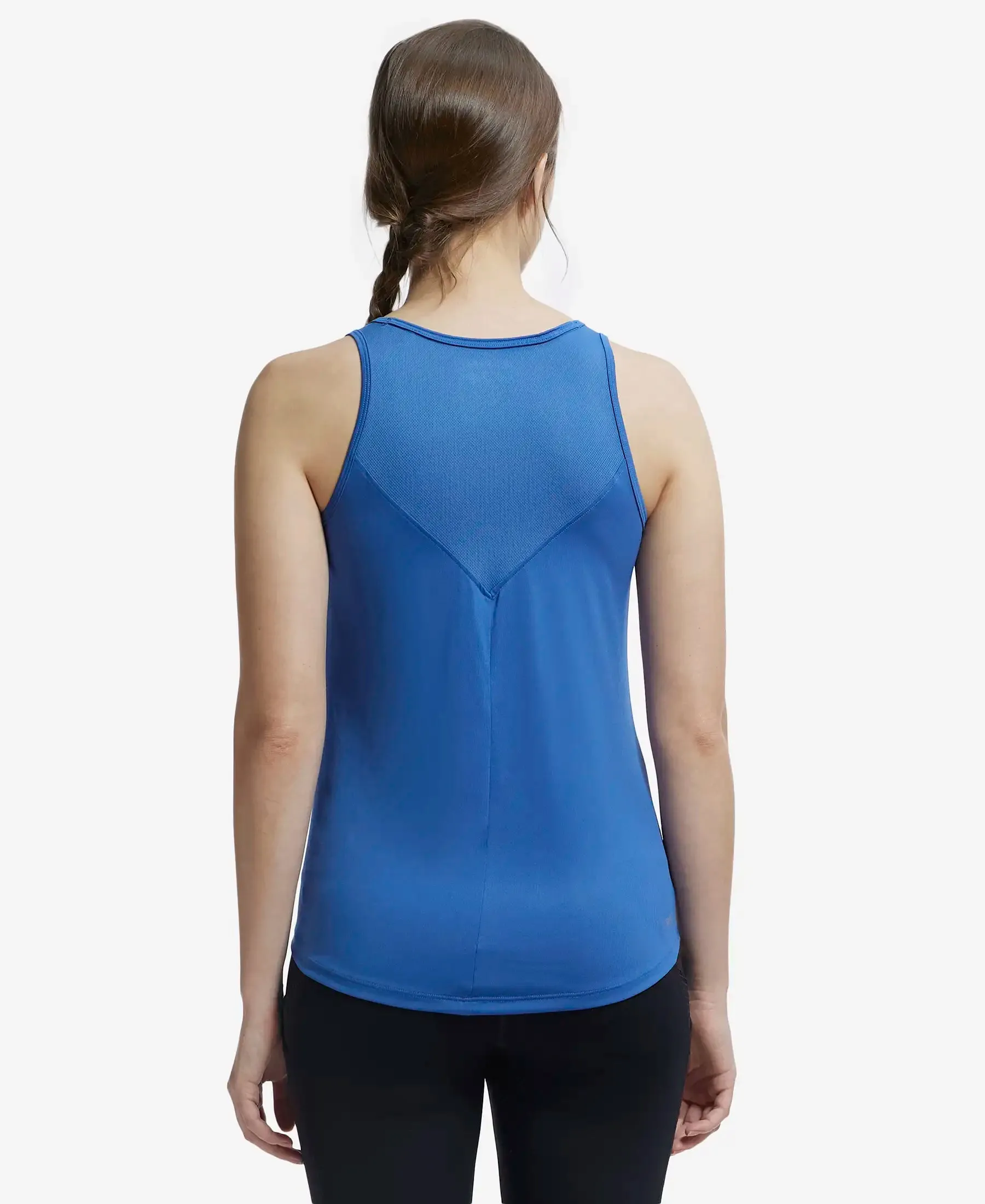 Microfiber Fabric Graphic Printed Tank Top With Breathable Mesh - Bright Cobalt