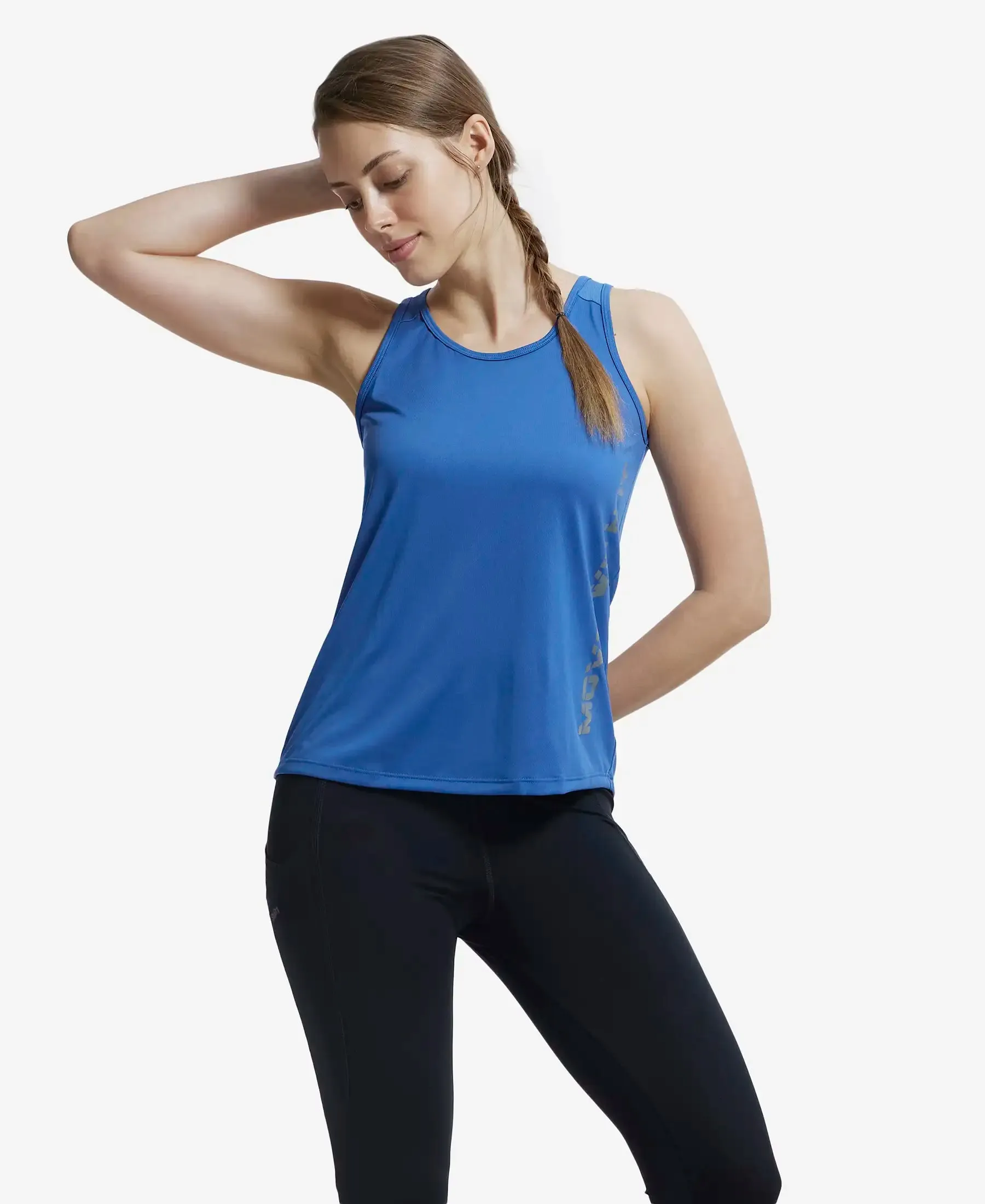 Microfiber Fabric Graphic Printed Tank Top With Breathable Mesh - Bright Cobalt