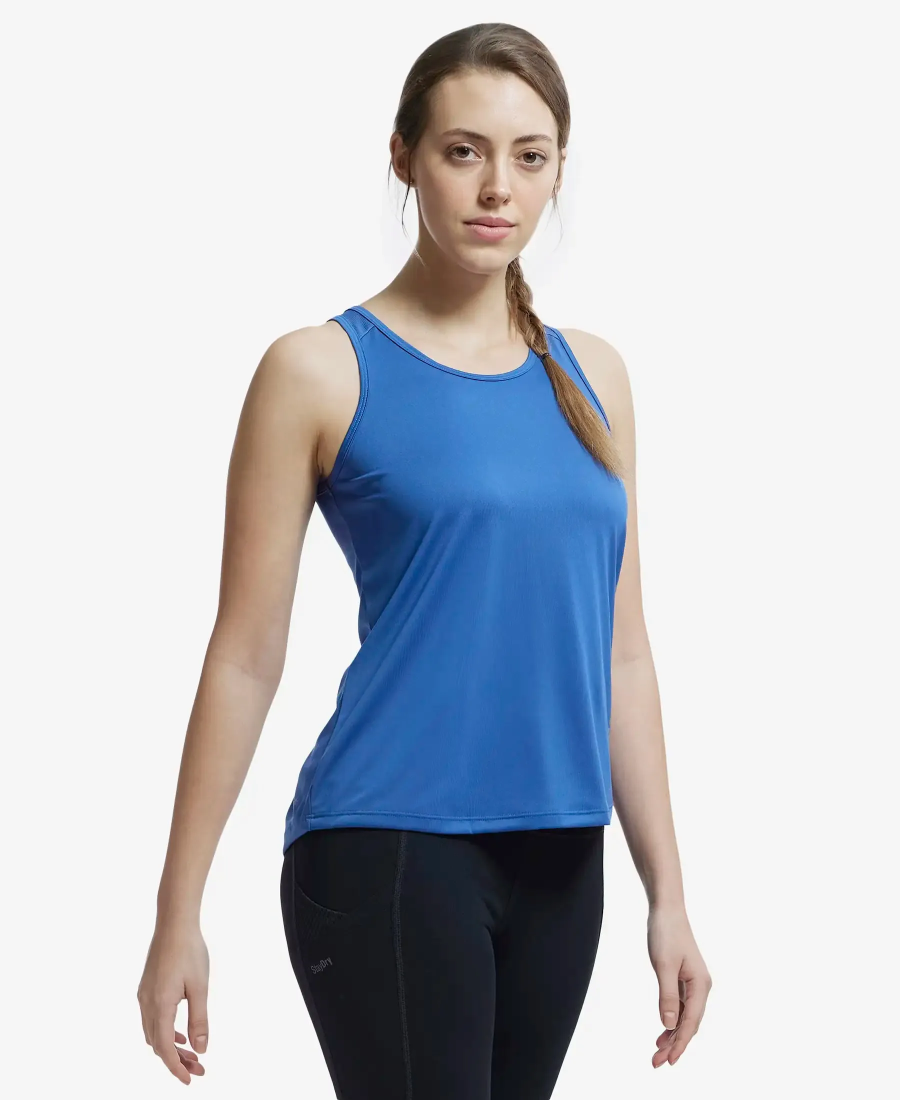 Microfiber Fabric Graphic Printed Tank Top With Breathable Mesh - Bright Cobalt