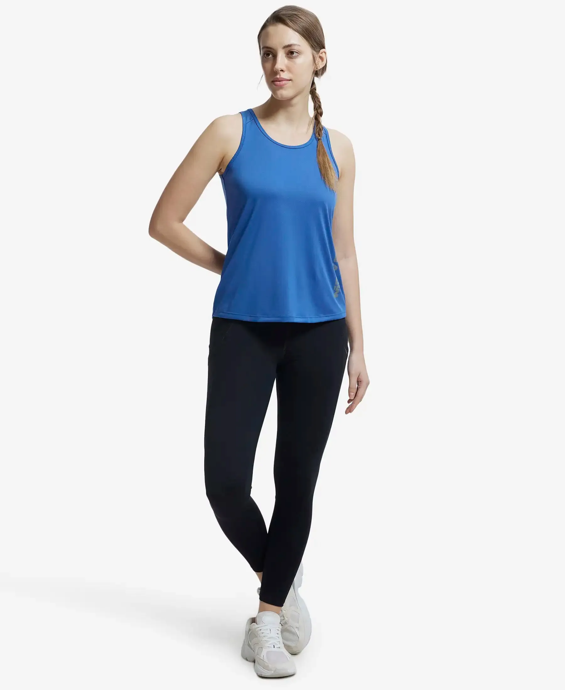 Microfiber Fabric Graphic Printed Tank Top With Breathable Mesh - Bright Cobalt