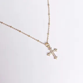 Mini Cross Pavé Necklace