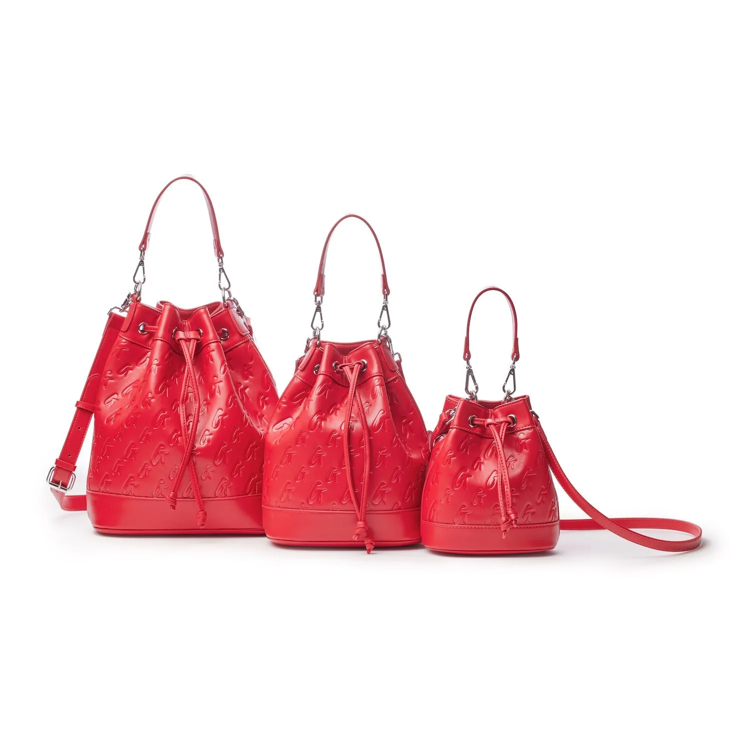 MONOGRAM MEDIUM BUCKET BAG MATTE RED