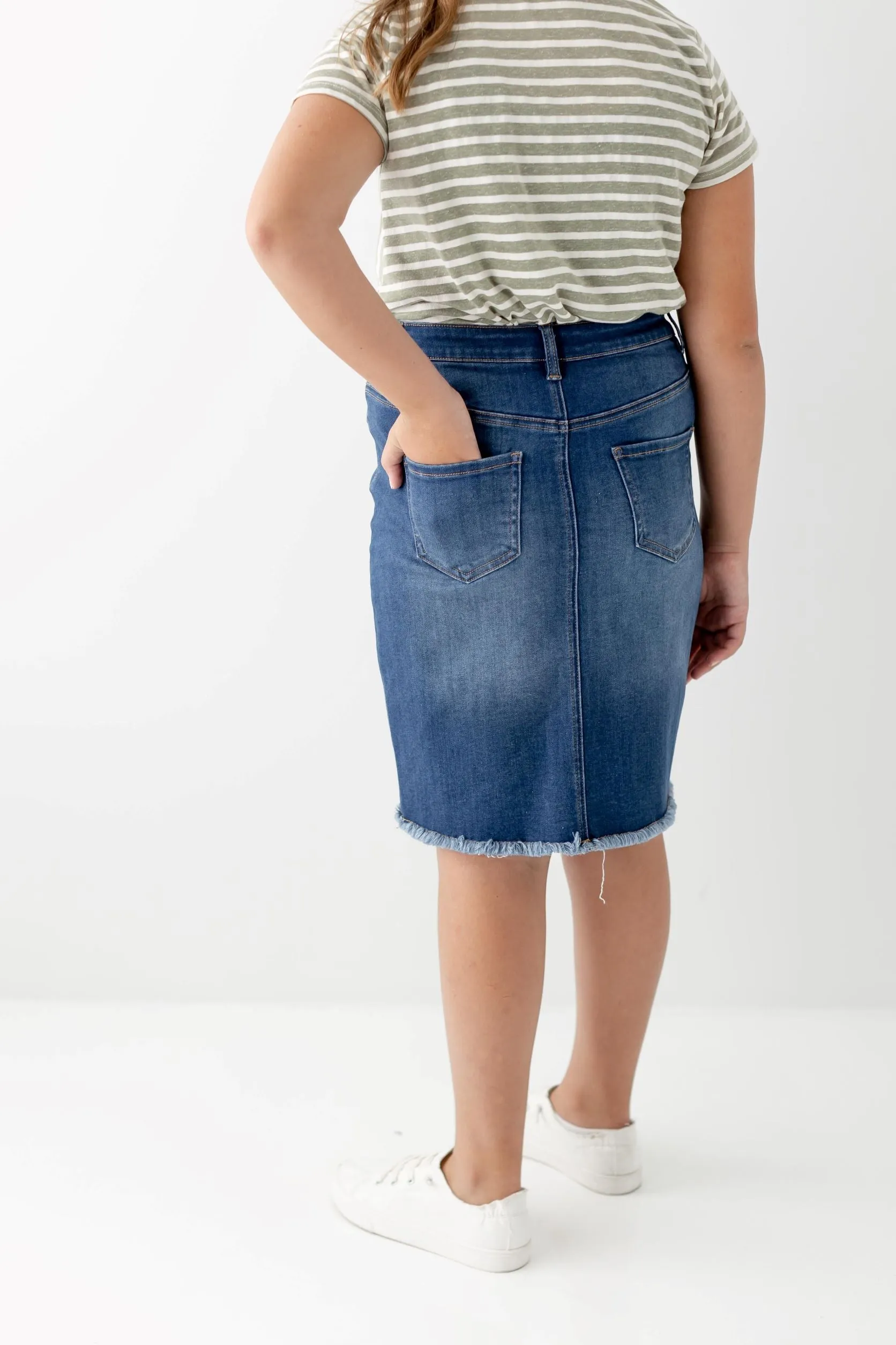 'Nala' Girl Distressed Denim Skirt