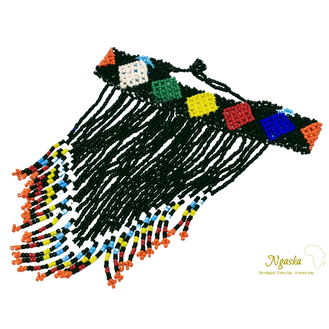 Naserian Necklace - African Masai Beaded Necklace - Black