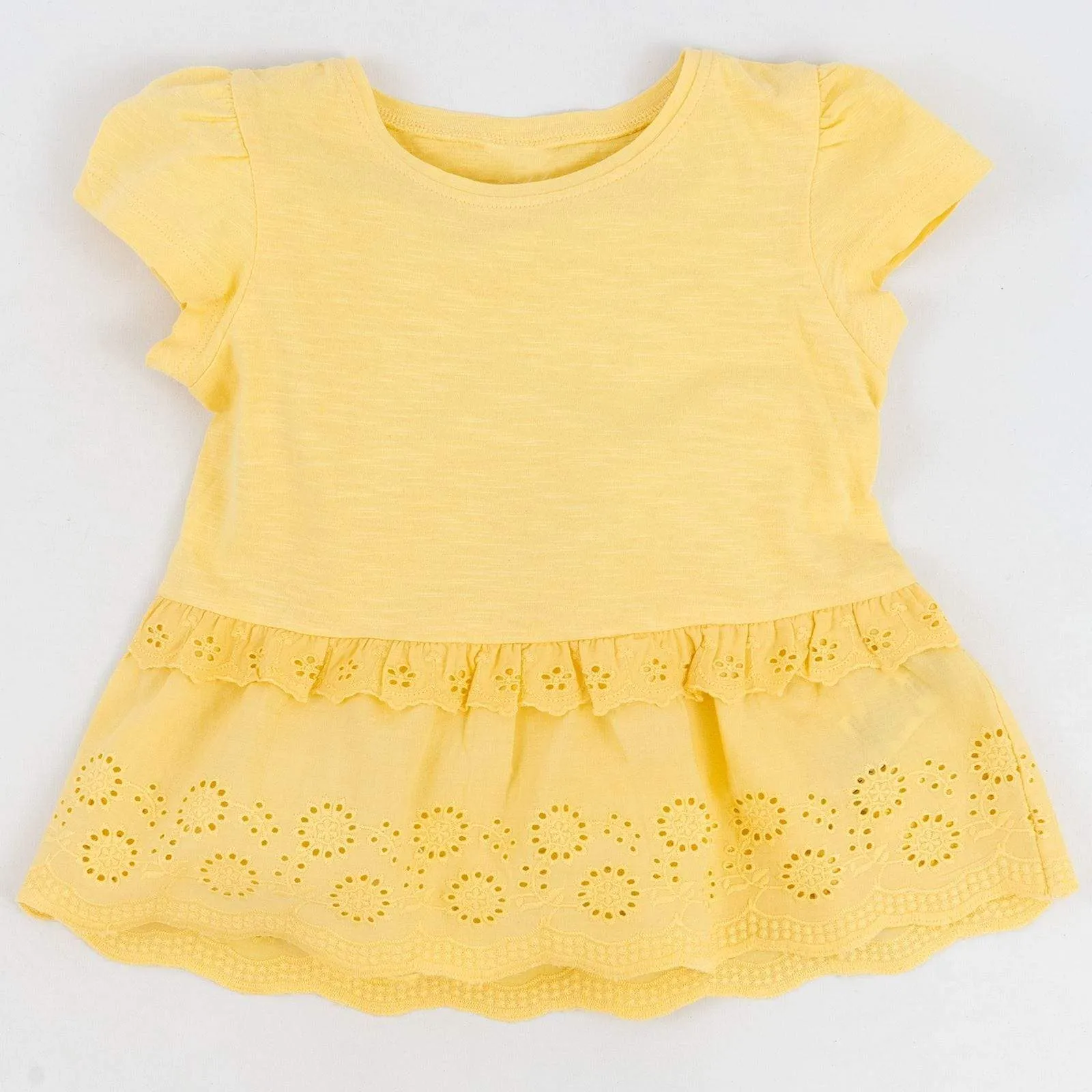 Next Girls Yellow Embroidered Short Sleeve Cotton Top