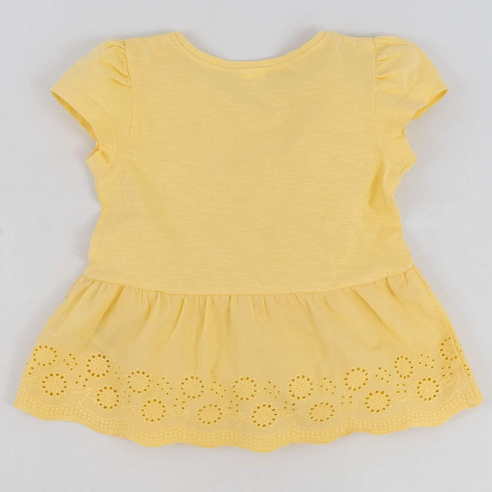 Next Girls Yellow Embroidered Short Sleeve Cotton Top