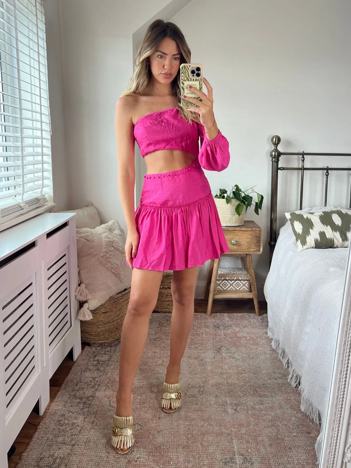 Nia One Shoulder Mini Dress / Pink