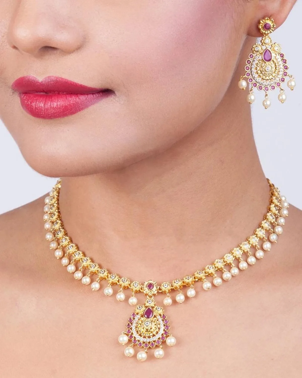 Palki Nakshatra CZ Necklace Set