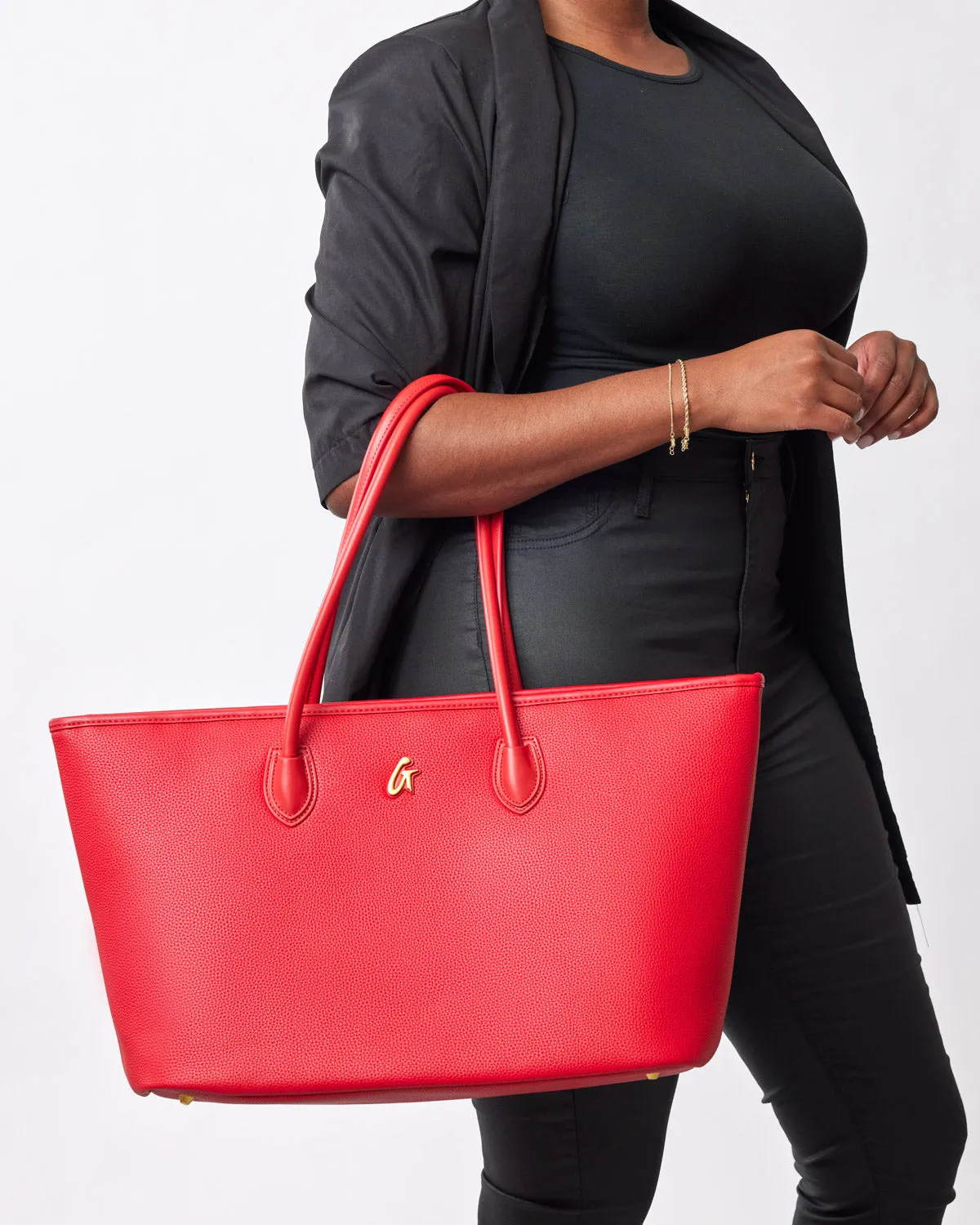 PEBBLE TOTE BAG RED