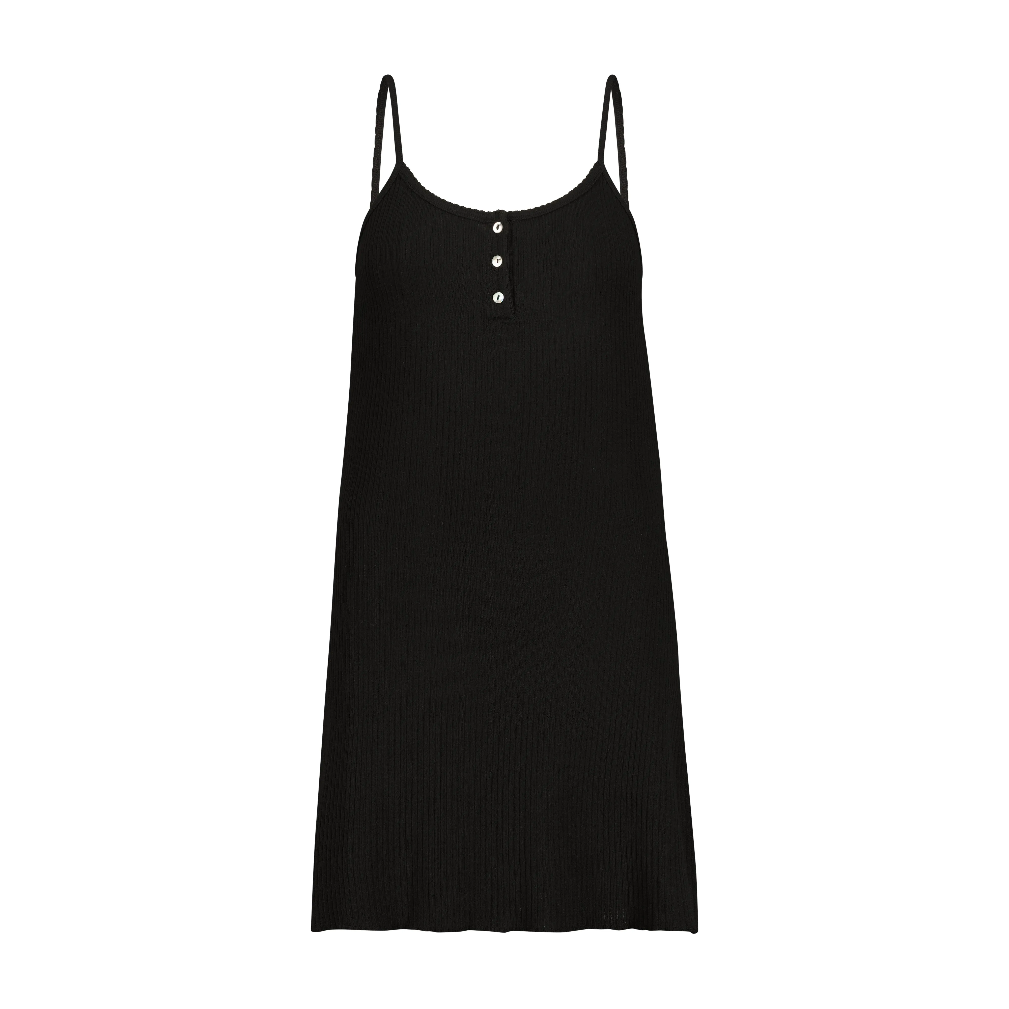 Polkadot Black Rib A LINE HENLEY SHORT GOWN w Black Velvet