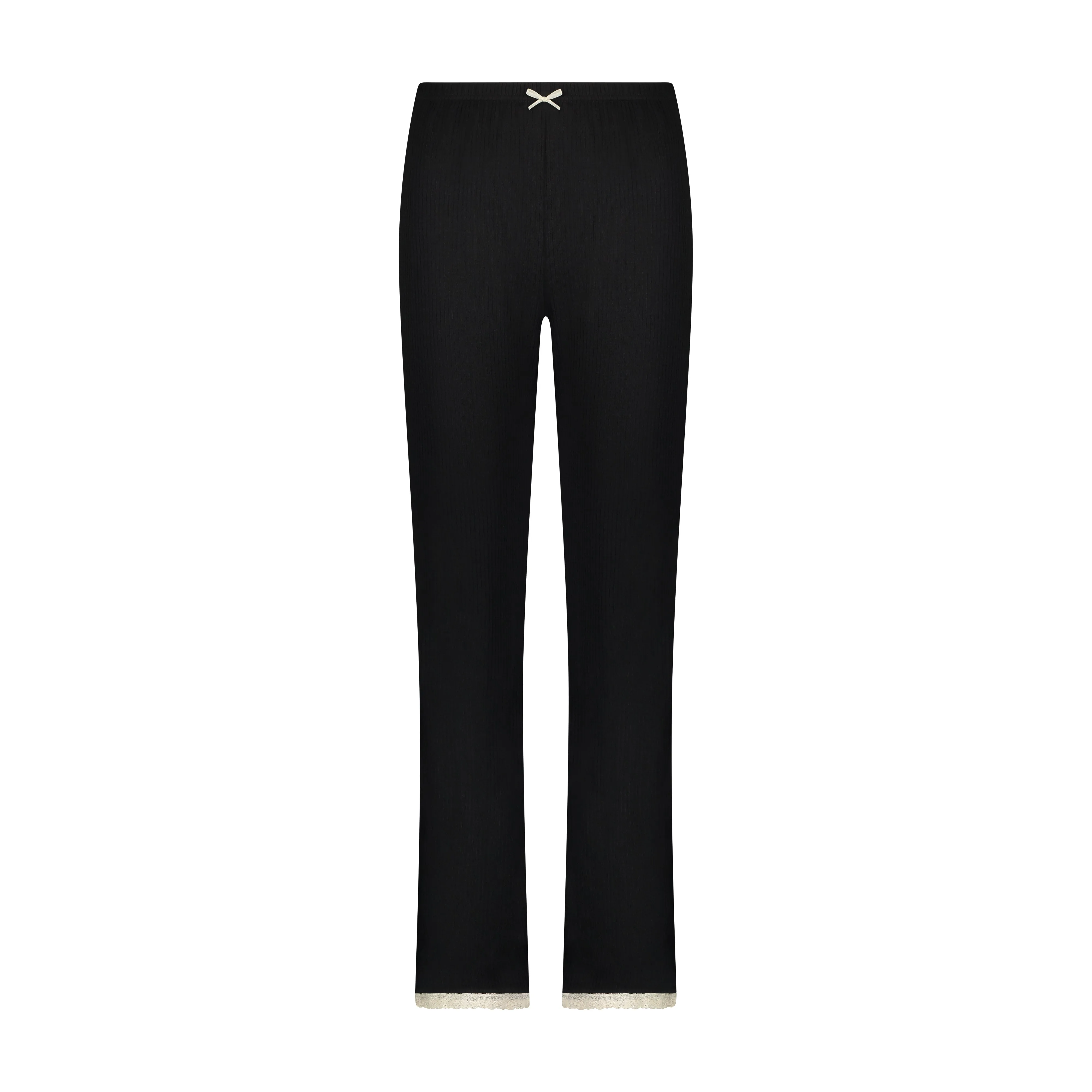 Polkadot BLACK RIB PANT Hi Rise w Ecru Cluny Lace